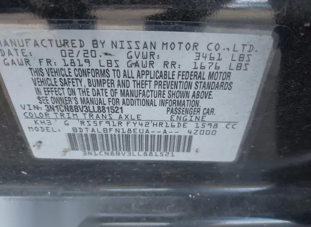 3N1CN8BV3LL881521 2020 2020 Nissan Versa- S 5-Speed Manual 9