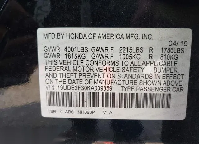 19UDE2F30KA009859 2019 2019 Acura ILX- Standard 9