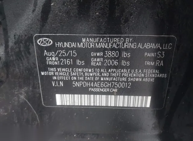 5NPDH4AE6GH750012 2016 2016 Hyundai Elantra- SE 9