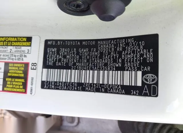 2T1BU4EE1AC335834 2010 2010 Toyota Corolla- LE 9