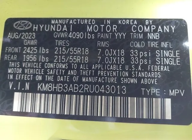 KM8HB3AB2RU043013 2024 2024 Hyundai Kona- Sel 9