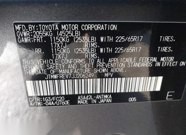 JTMWFREV7JJ206249 2018 2018 Toyota RAV4- Adventure/Xle 9