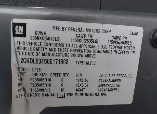 2CKDL63F566171802 2006 2006 Pontiac Torrent 9