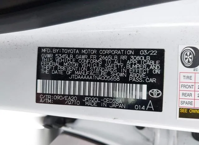 JTDAAAAA1NA005658 2022 2022 Toyota Mirai- Xle 9