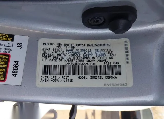 1NXBU4EE6AZ249840 2010 2010 Toyota Corolla- S 9