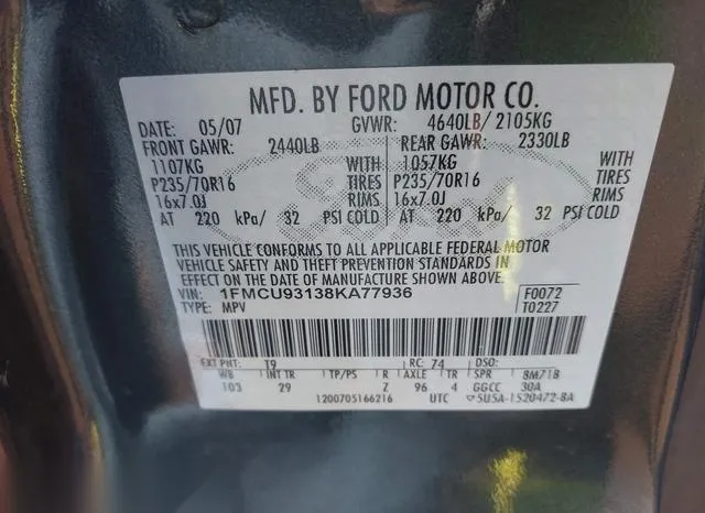 1FMCU93138KA77936 2008 2008 Ford Escape- Xlt 9