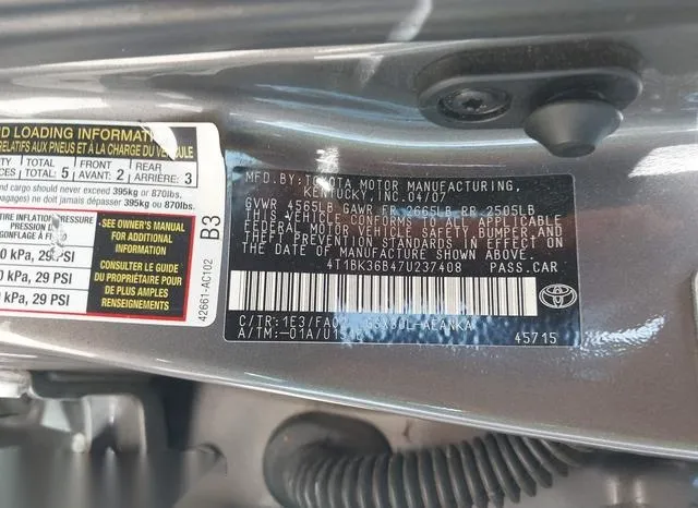 4T1BK36B47U237408 2007 2007 Toyota Avalon- XL 9