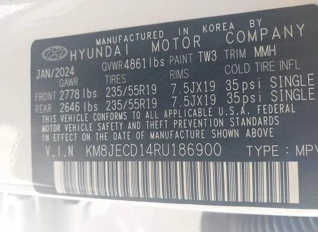 KM8JECD14RU186900 2024 2024 Hyundai Tucson- Hybrid Limited 9