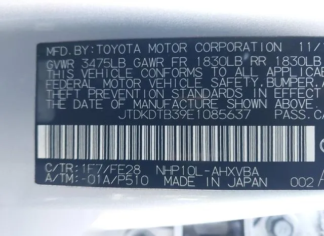 JTDKDTB39E1085637 2014 2014 Toyota Prius- C One 9