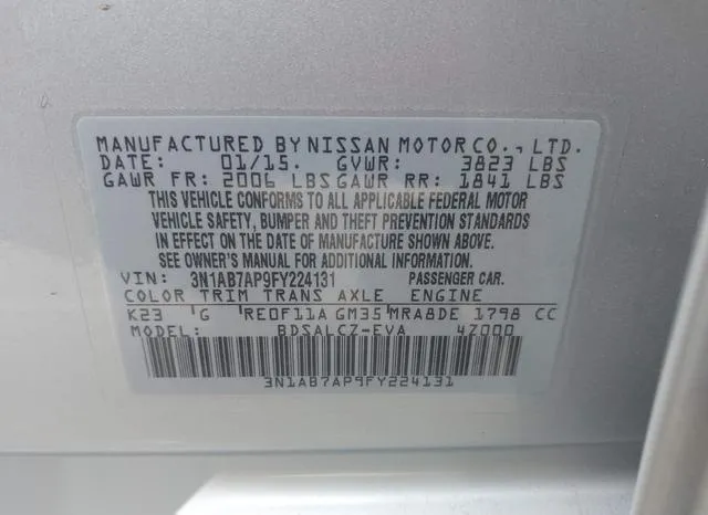 3N1AB7AP9FY224131 2015 2015 Nissan Sentra- S 9