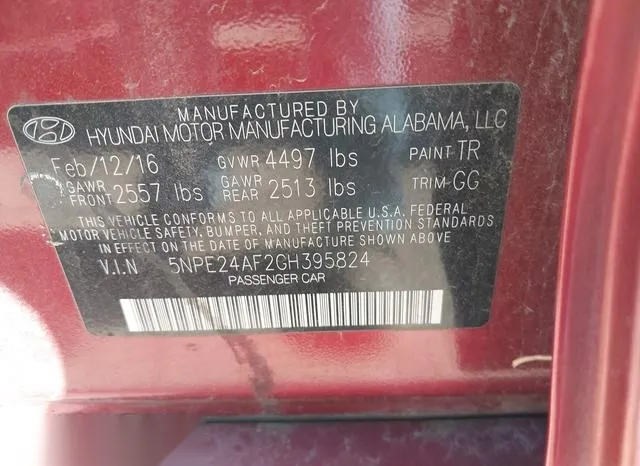 5NPE24AF2GH395824 2016 2016 Hyundai Sonata 9