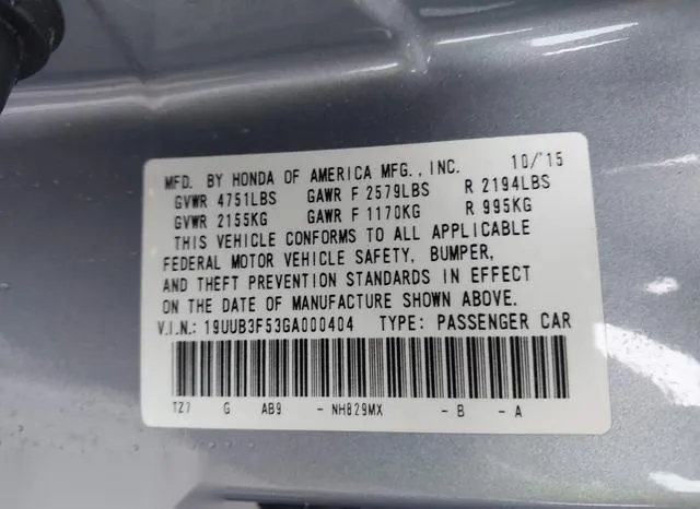 19UUB3F53GA000404 2016 2016 Acura TLX- V6 Tech 9