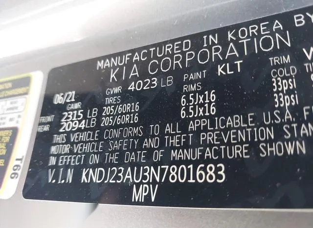 KNDJ23AU3N7801683 2022 2022 KIA Soul- LX 9