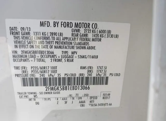 2FMGK5B81EBD13066 2014 2014 Ford Flex- SE 9