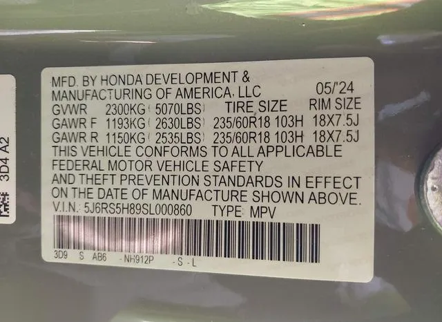 5J6RS5H89SL000860 2025 2025 Honda CR-V- Hybrid Sport-L 9