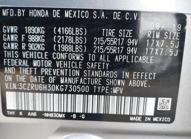 3CZRU6H30KG730500 2019 2019 Honda HR-V- LX 9