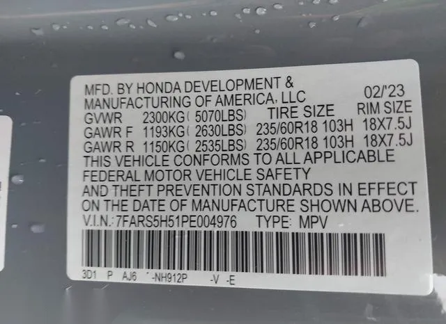 7FARS5H51PE004976 2023 2023 Honda CR-V- Hybrid Sport 9