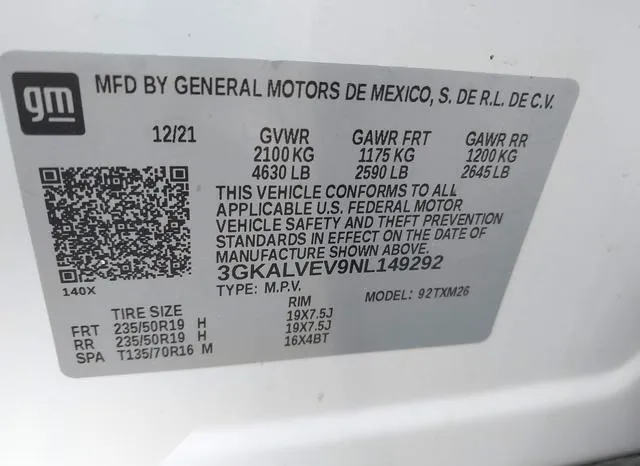 3GKALVEV9NL149292 2022 2022 GMC Terrain- Awd Slt 9