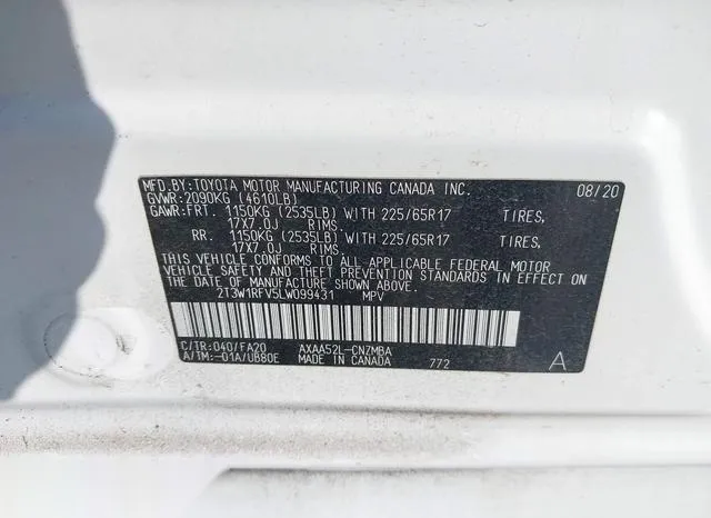 2T3W1RFV5LW099431 2020 2020 Toyota RAV4- Xle 9