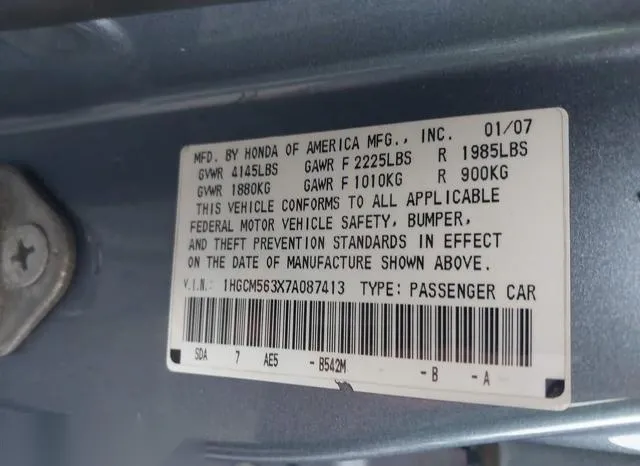 1HGCM563X7A087413 2007 2007 Honda Accord- 2-4 SE 9