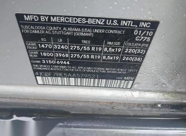 4JGBF7BE5AA579521 2010 2010 Mercedes-Benz GL 450- 4Matic 9