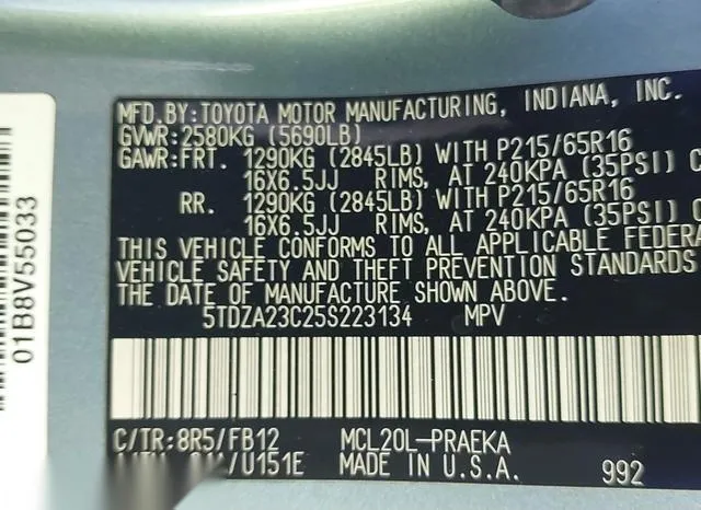 5TDZA23C25S223134 2005 2005 Toyota Sienna- LE 9