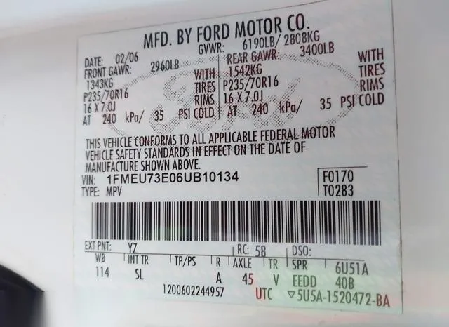 1FMEU73E06UB10134 2006 2006 Ford Explorer- Xlt 9