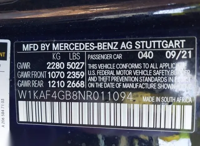 W1KAF4GB8NR011094 2022 2022 Mercedes-Benz C 300- Sedan 9