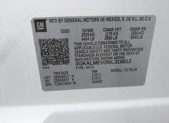 3GKALMEV3ML316612 2021 2021 GMC Terrain- Fwd Sle 9