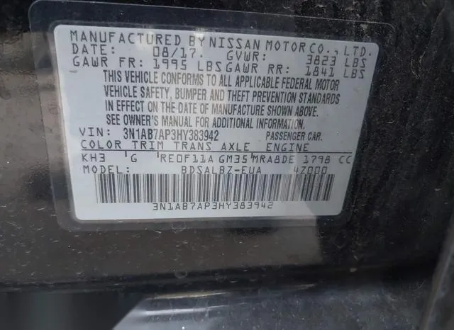 3N1AB7AP3HY383942 2017 2017 Nissan Sentra- S 9