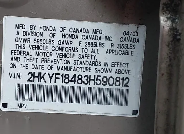 2HKYF18483H590812 2003 2003 Honda Pilot- EX 9