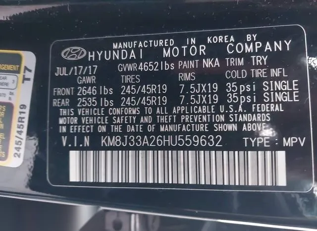 KM8J33A26HU559632 2017 2017 Hyundai Tucson- Value 9