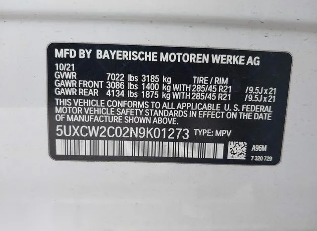 5UXCW2C02N9K01273 2022 2022 BMW X7- Xdrive40I 9