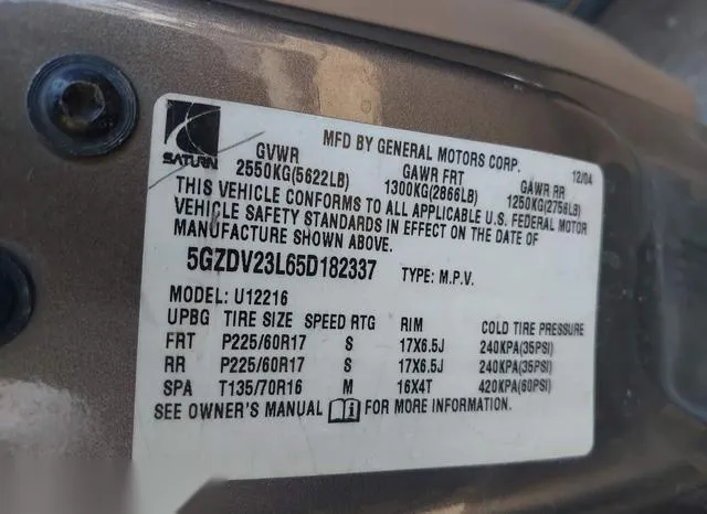 5GZDV23L65D182337 2005 2005 Saturn Relay- Fwd 9