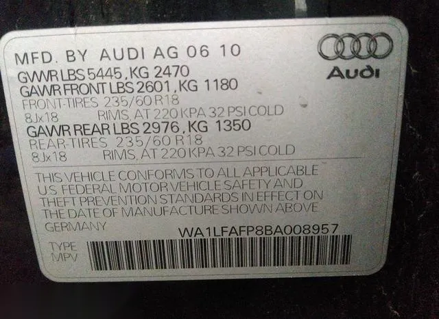 WA1LFAFP8BA008957 2011 2011 Audi Q5- 2-0T Premium 9