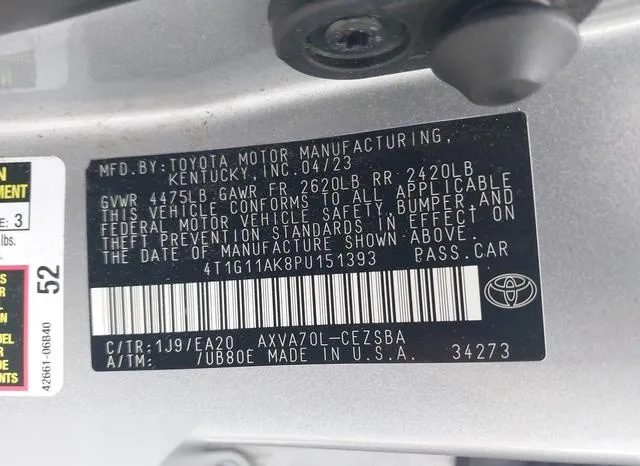 4T1G11AK8PU151393 2023 2023 Toyota Camry- SE 9