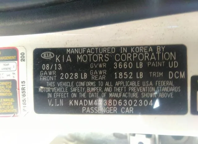 KNADM4A38D6302304 2013 2013 KIA Rio- LX 9