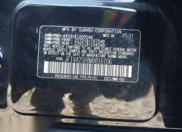 JF1VA2S68M9816106 2021 2021 Subaru Wrx Sti 9