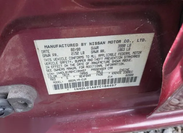 1N4DL01A8YC184457 2000 2000 Nissan Altima- Gle/Gxe/Se 9