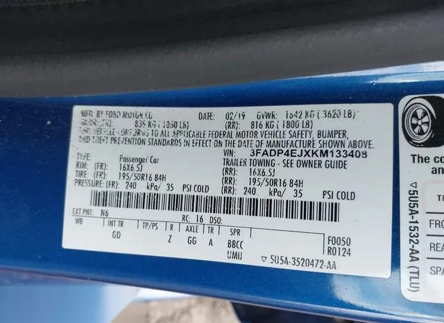 3FADP4EJXKM133408 2019 2019 Ford Fiesta- SE 9