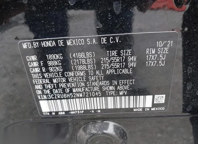 3CZRU6H52NM721045 2022 2022 Honda HR-V- Awd Ex 9