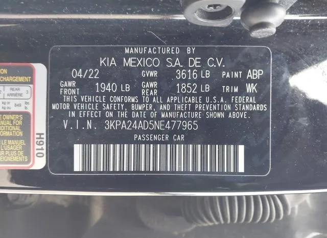 3KPA24AD5NE477965 2022 2022 KIA Rio- S 9