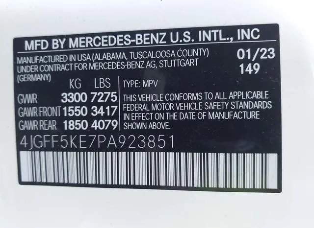 4JGFF5KE7PA923851 2023 2023 Mercedes-Benz GLS 450- 4Matic 9