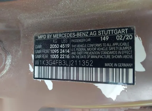 W1K3G4FB3LJ211352 2020 2020 Mercedes-Benz A 220- 4Matic 9