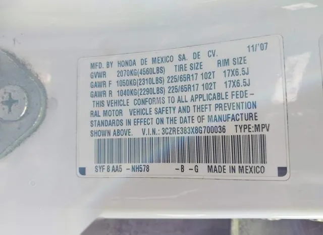 3CZRE383X8G700036 2008 2008 Honda CR-V- LX 9