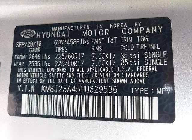 KM8J23A45HU329536 2017 2017 Hyundai Tucson- SE 9