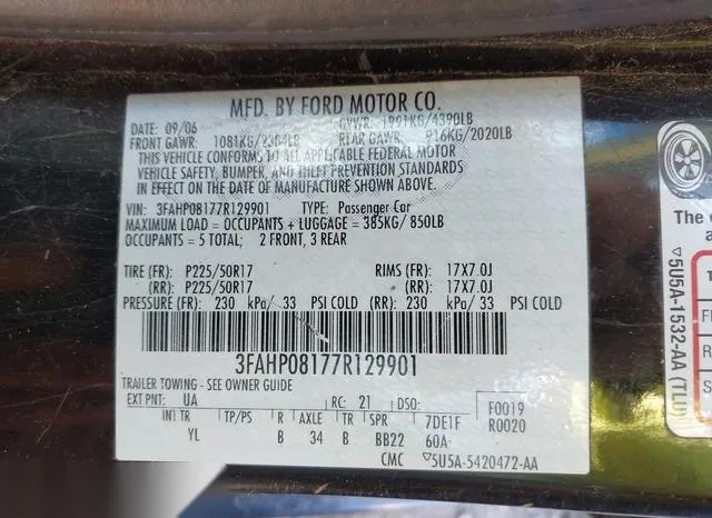 3FAHP08177R129901 2007 2007 Ford Fusion- Sel 9