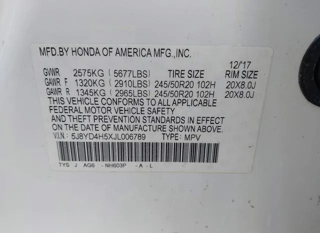 5J8YD4H5XJL006789 2018 2018 Acura MDX- Technology Package 9