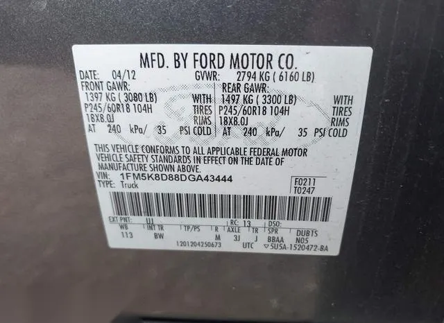 1FM5K8D88DGA43444 2013 2013 Ford Explorer- Xlt 9