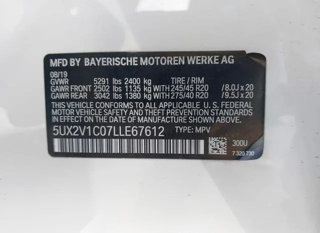 5UX2V1C07LLE67612 2020 2020 BMW X4- Xdrive30I 9